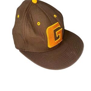 The Game Pro brand cap/hat in brown and gold with a G logo flat bill fitted